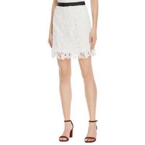 French Connection White lace mini skirt with nags on